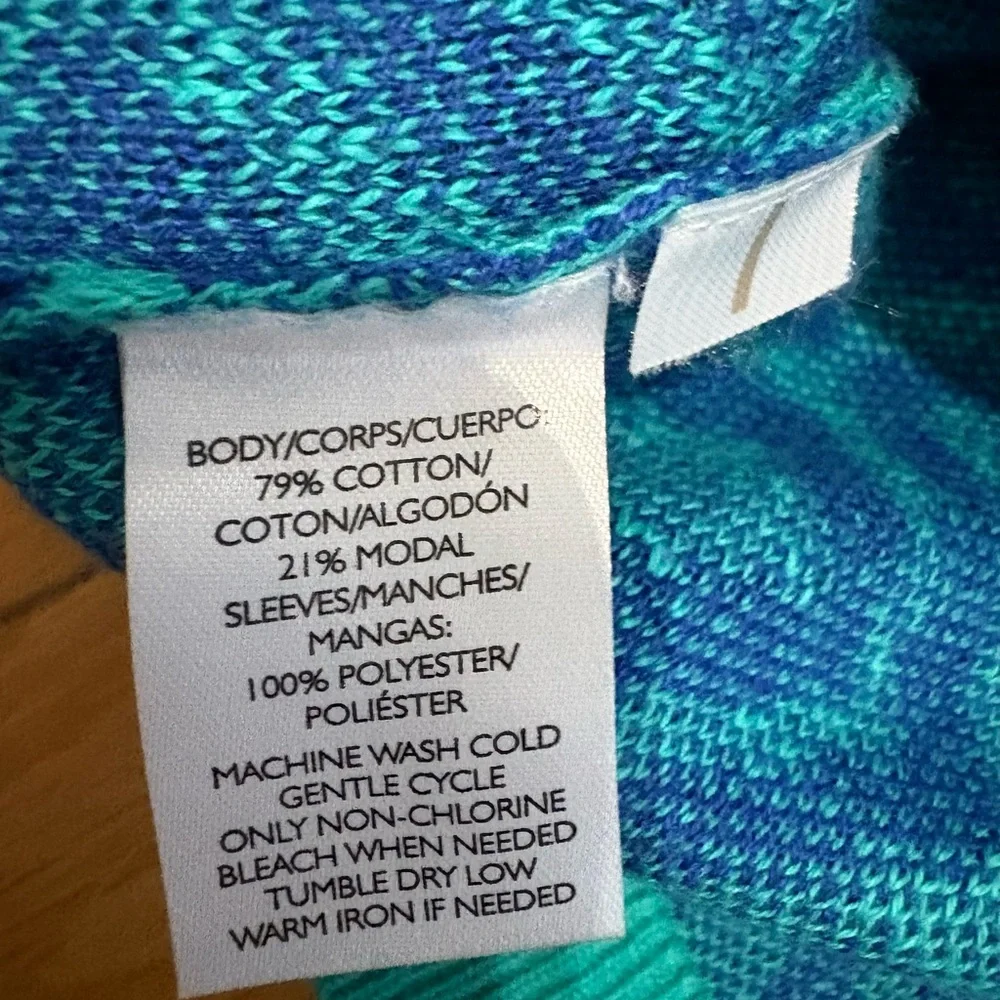 Loft Teal Geometric Mod Knit Short Sleeve Sweater Size M